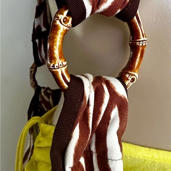 La Perla Zebra Slouch Bag w Bamboo Rings - Picture 5 of 10